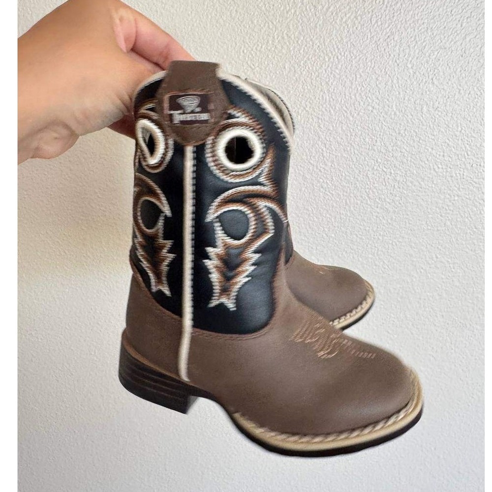 Twister Trace Brown Embroidered Toddler Cowboy Western Boots 7 Side Zip